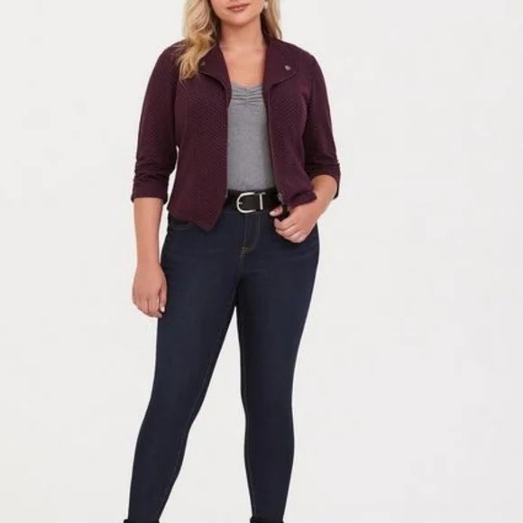 Torrid Purple Jacquard Knit Blazer Zipper Plus Size 4X NWT - Picture 3 of 11